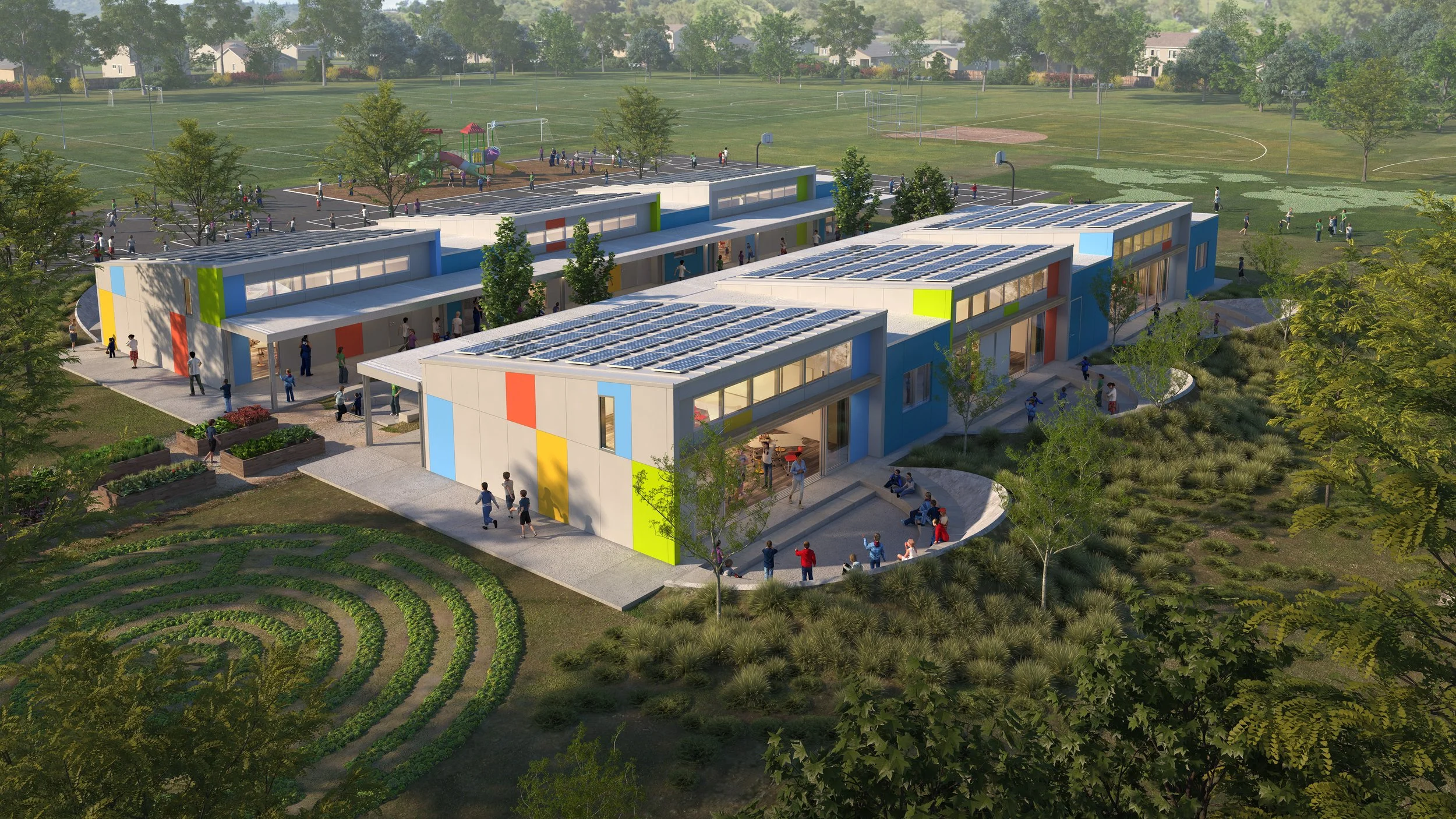   K-12 Modular Classroom Prototype  2020  Architect: Roel Krabbendam Architect of Record: A. C. Martin Structural Engineer: Miyamoto International Energy Consultant: Glumac  Cross-laminated timber technology was the basis for this modular classroom s