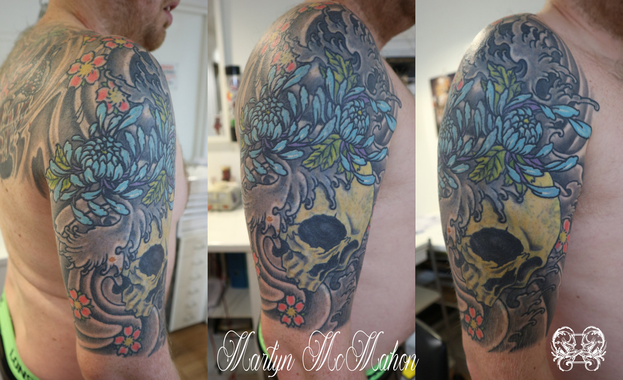 Martyn - skull chrysanthemum triptych.jpg