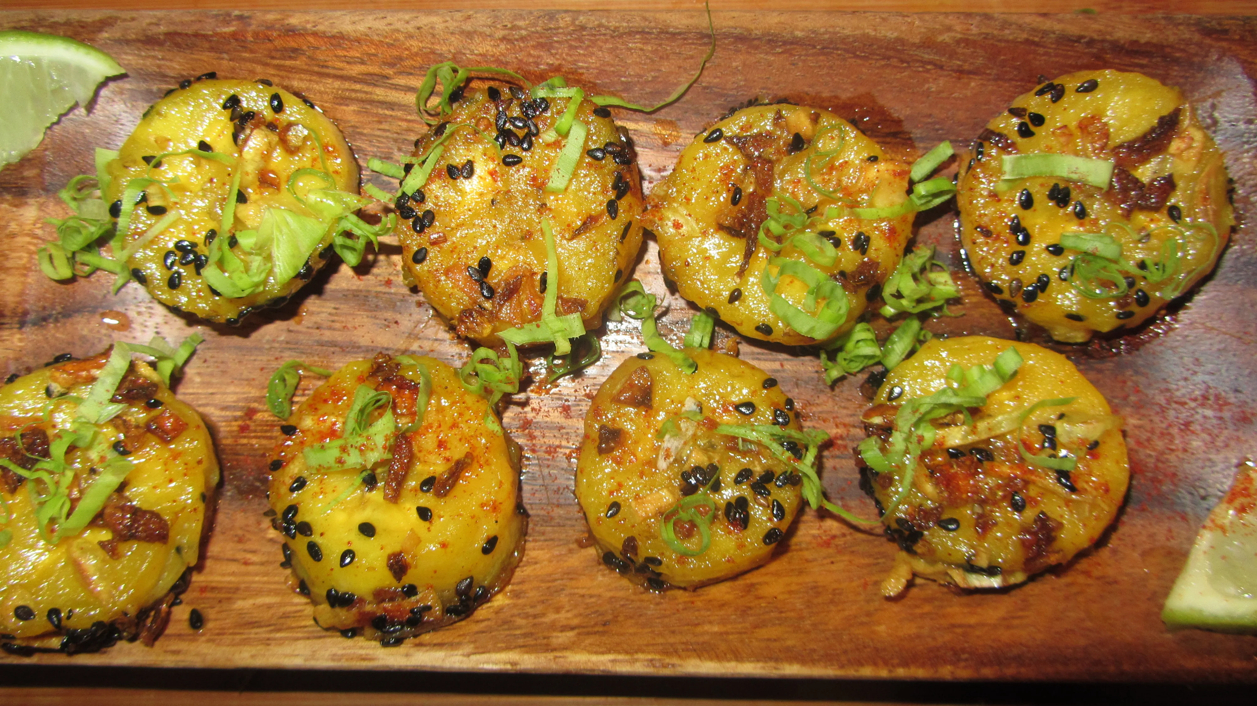 Turmeric Black Sesame Crusted Plantains