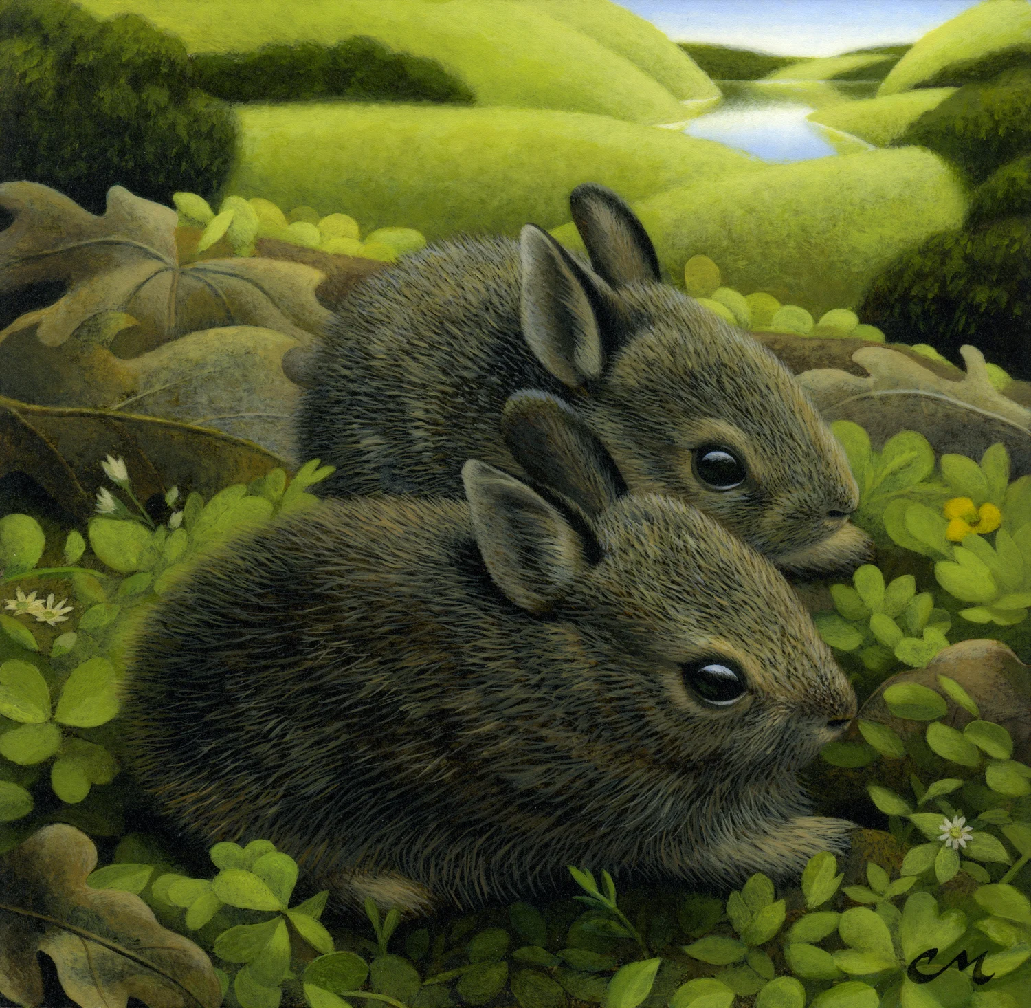 Twins, Acrylic on Panel, 8 x 8 inches