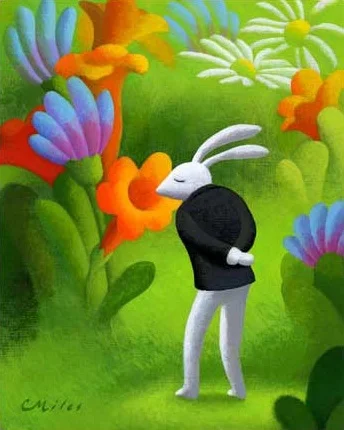 Smell the Flowers, Acrylic on Panel, 8 x 10 inches