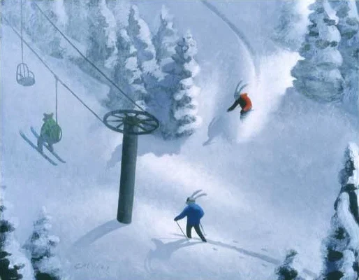 Powder Day, Acrylic on Panel, 11 x 14 inches
