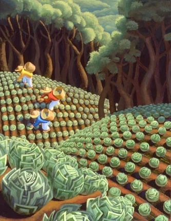 Money Fields, Oil on Panel, 11 x 14 inches