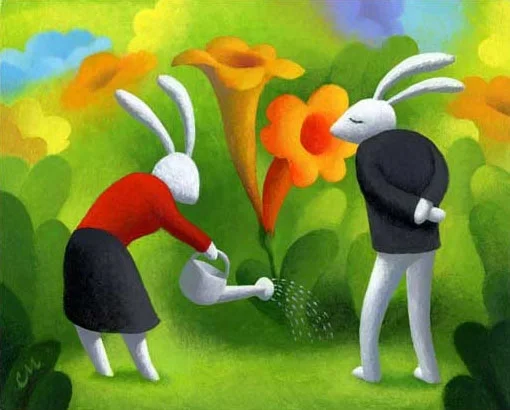 Grow the Flowers, Acrylic on Panel, 8 x 10 inches