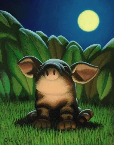 Babe in the Woods, Acrylic on Panel, 8 x 10 inches