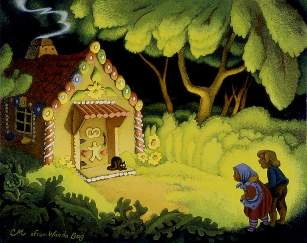 Hansel and Gretel, Acrylic on Panel, 8 x 10 inches