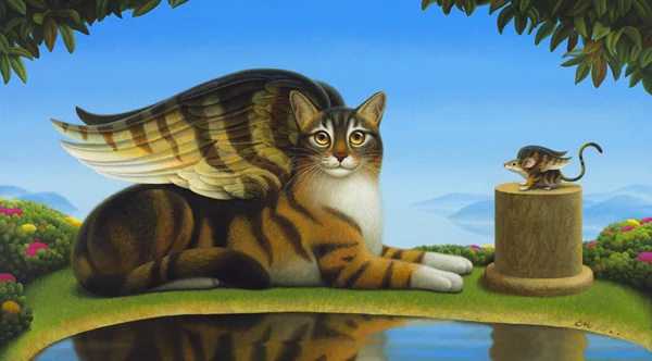 Cat and Mouse, Acrylic on Panel, 25 x 45 inches