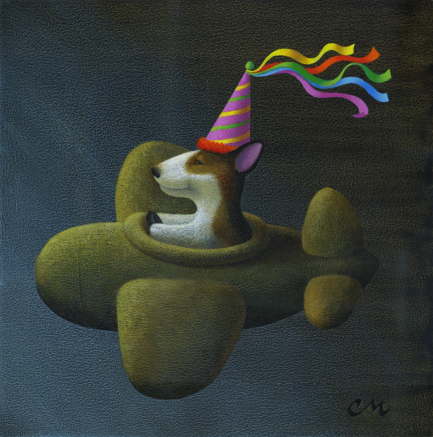Party Hat, Acrylic on Panel, 12 x 12 inches