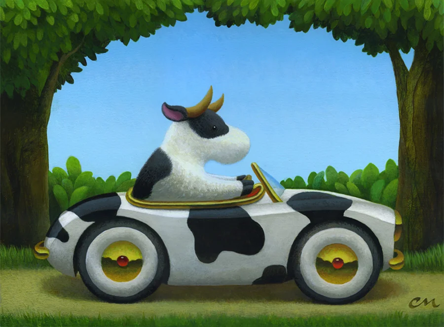Cow Car, Acrylic on Canvas, 72 x 96 inches