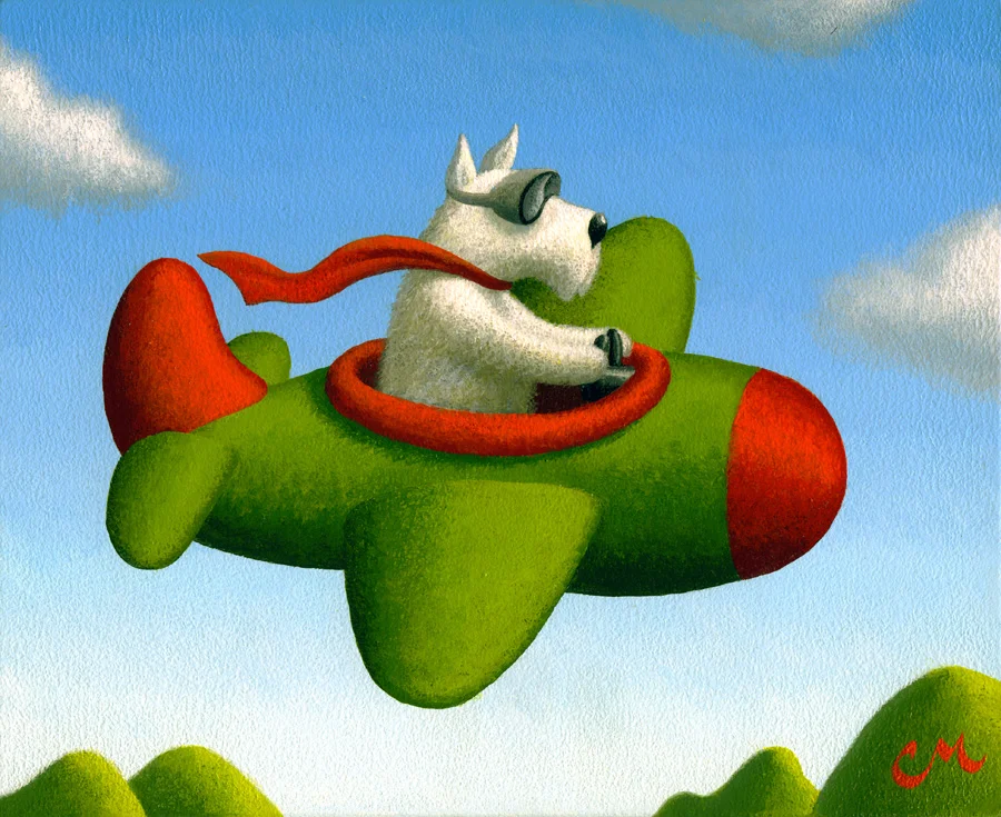 Frequent Flyer, Acrylic on Panel, 8 x 10 inches