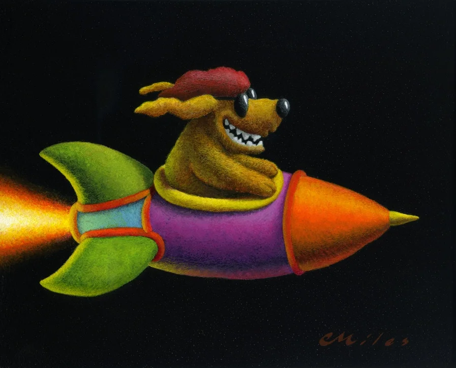 Rocket Dog, Acrylic on Panel, 8 x 10 inches