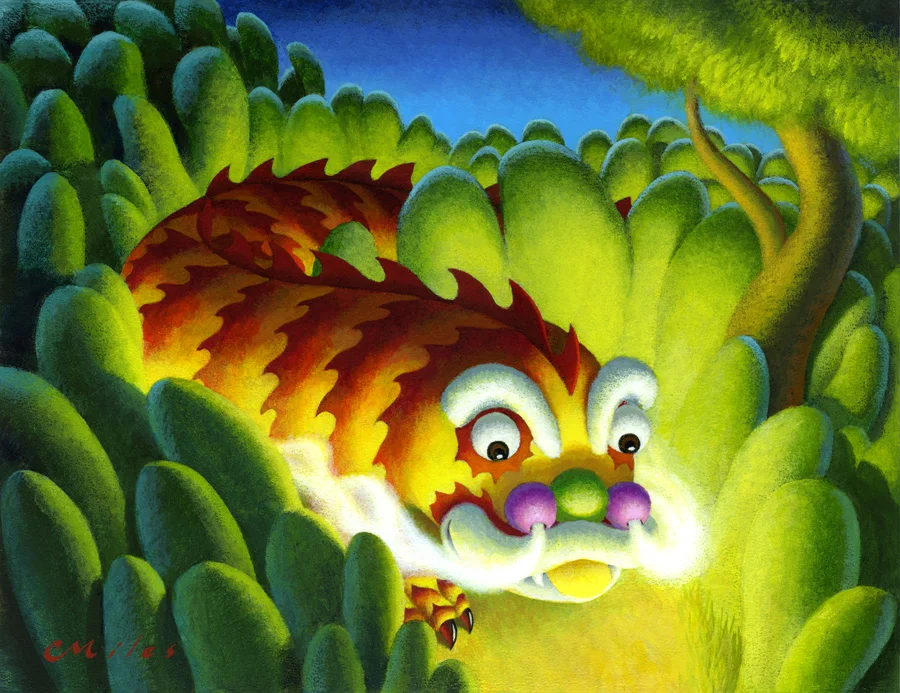 The friendly Dragon, Acrylic on Panel, 11 x 14 inches