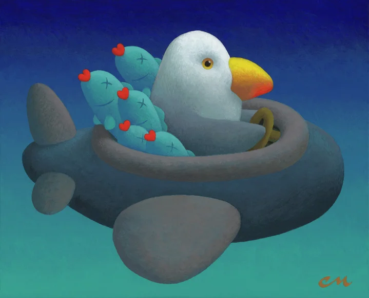 Good Catch, Acrylic on Panel, 8 x 10 inches