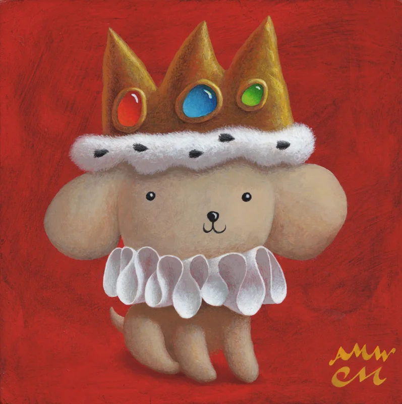 Royal Pup, Acrylic on Panel, 8 x 8 inches
