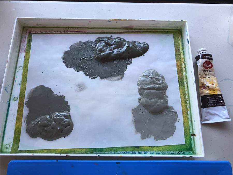 Here’s the opaque paint I mixed for this. I will mix some in between values to paint the gradation.