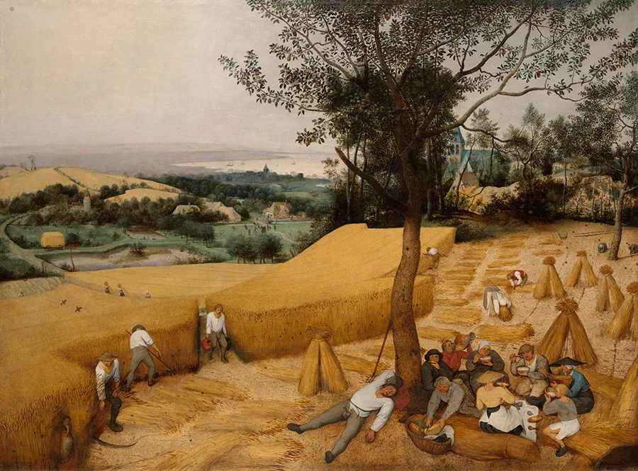 Pieter Bruegel's painting The Harvesters, painted 50 years or so later in 1565, is built up using the exact same technique.