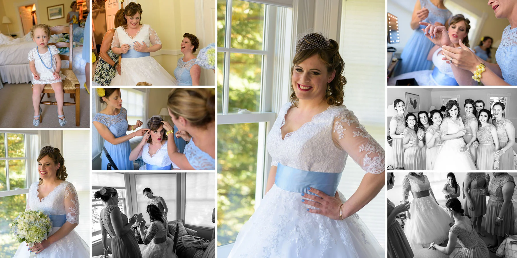 Bride getting dressed, group shots - Private Estate wedding in Sebastopol, CA - by Bay Area wedding photographer Chris Schmauch