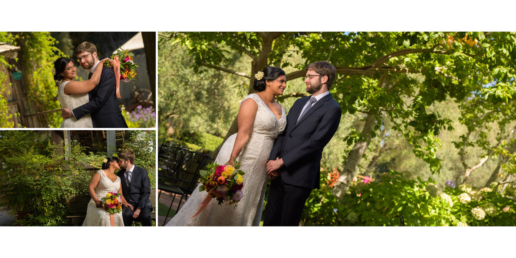 bride and groom formals – Allied Arts Guild – Menlo Park wedding photos – by Bay Area wedding photographer Chris Schmauch