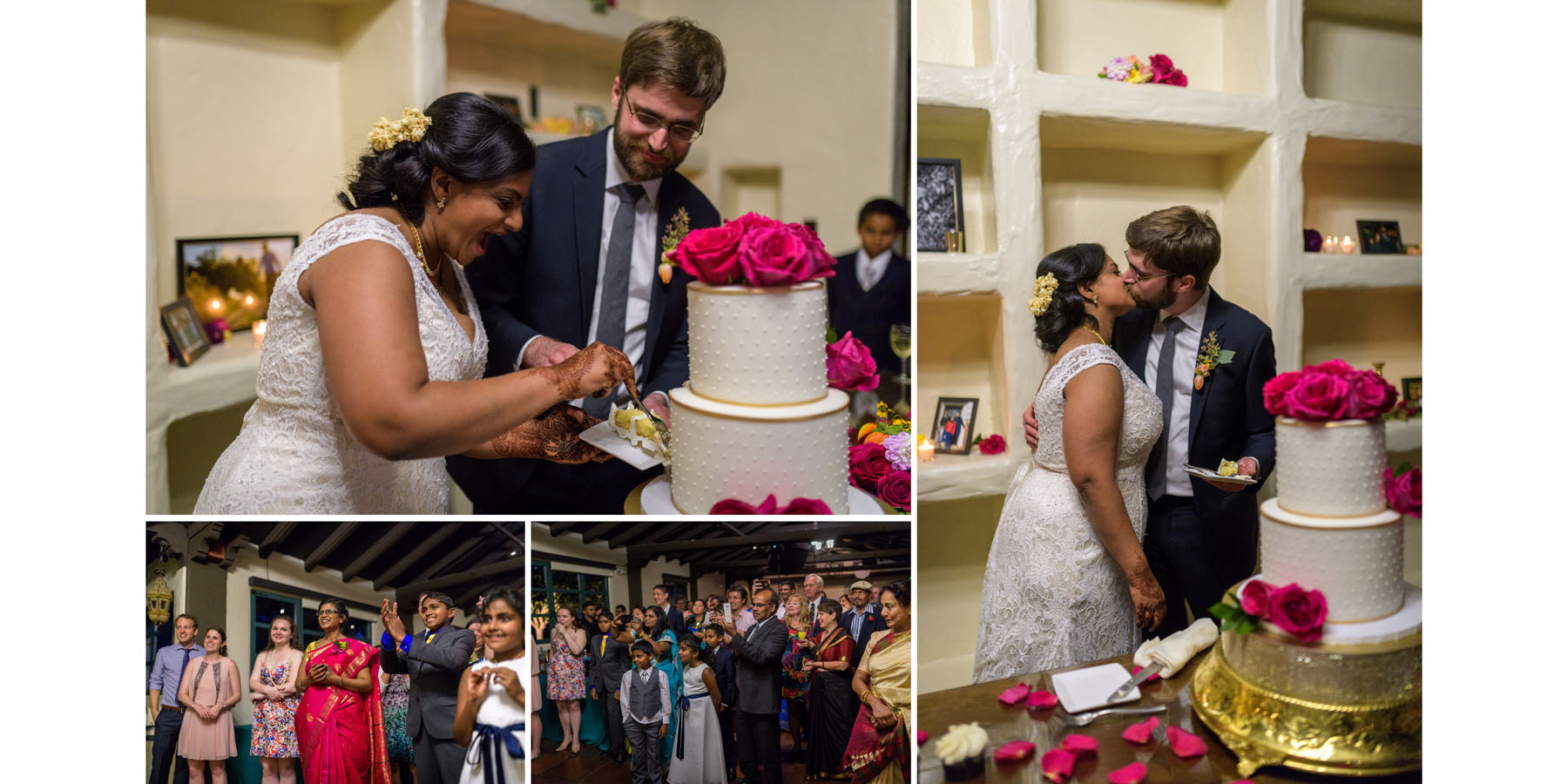 Cutting the cake – Allied Arts Guild – Menlo Park wedding photos – by Bay Area wedding photographer Chris Schmauch