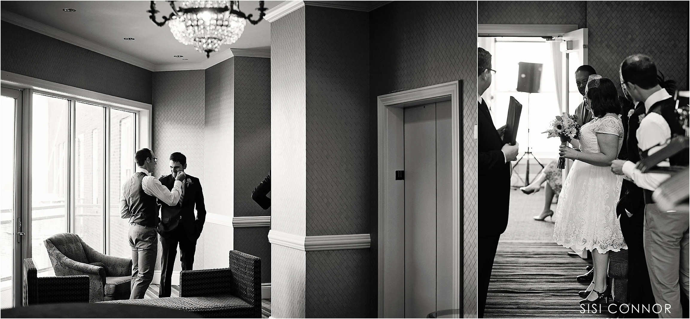 Hotel Blackhawk ballroom wedding ceremony