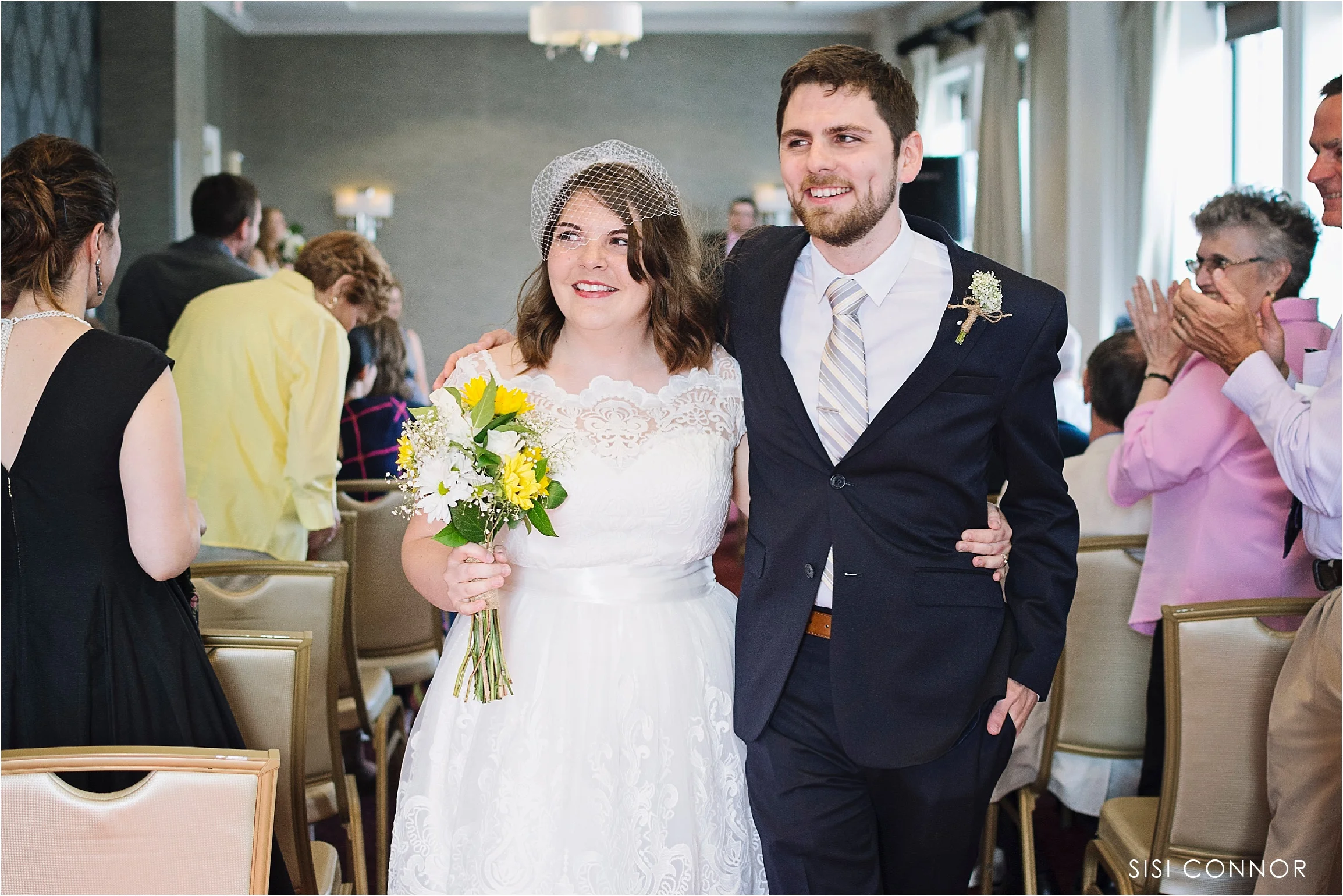Hotel Blackhawk ballroom wedding ceremony