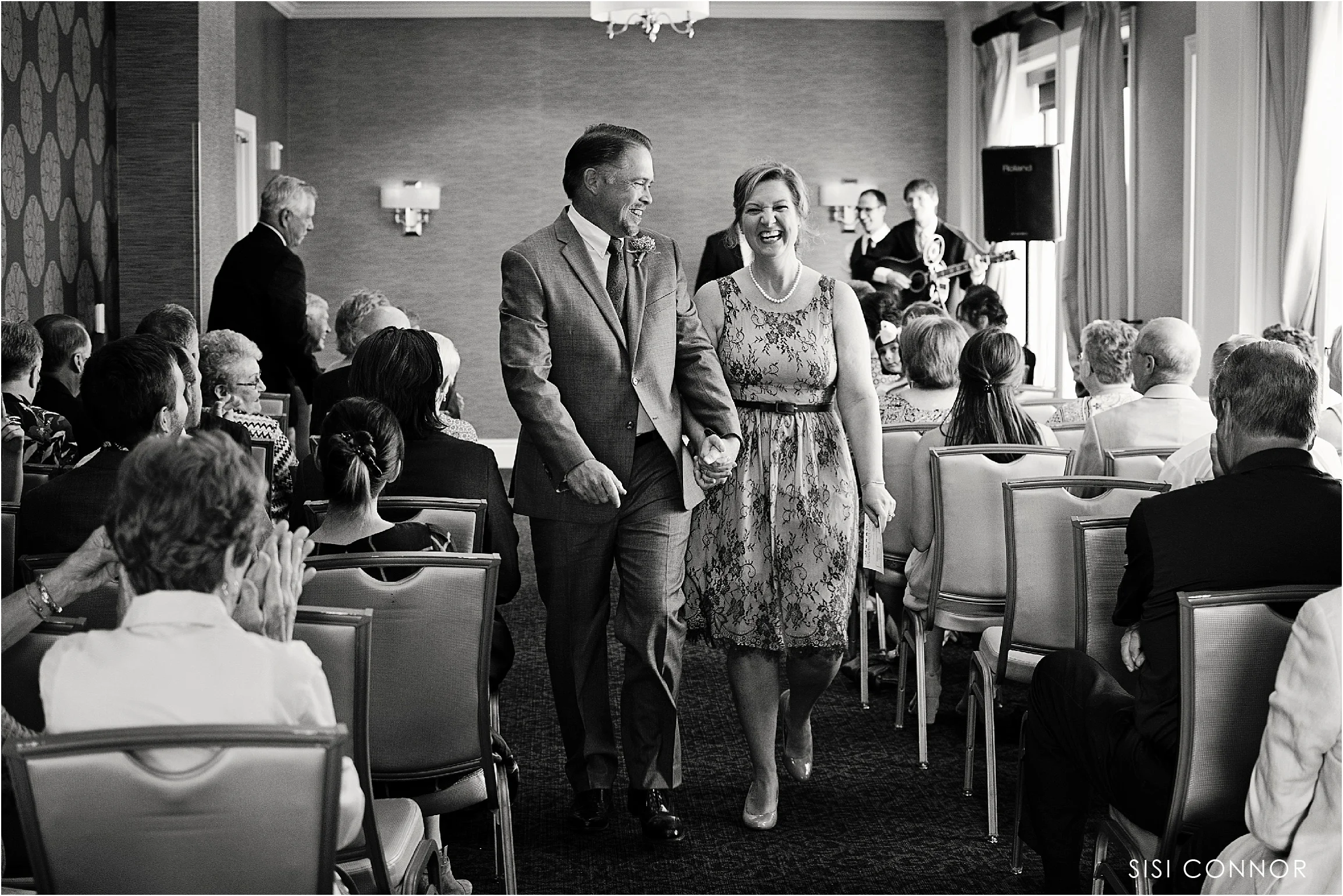Hotel Blackhawk ballroom wedding ceremony