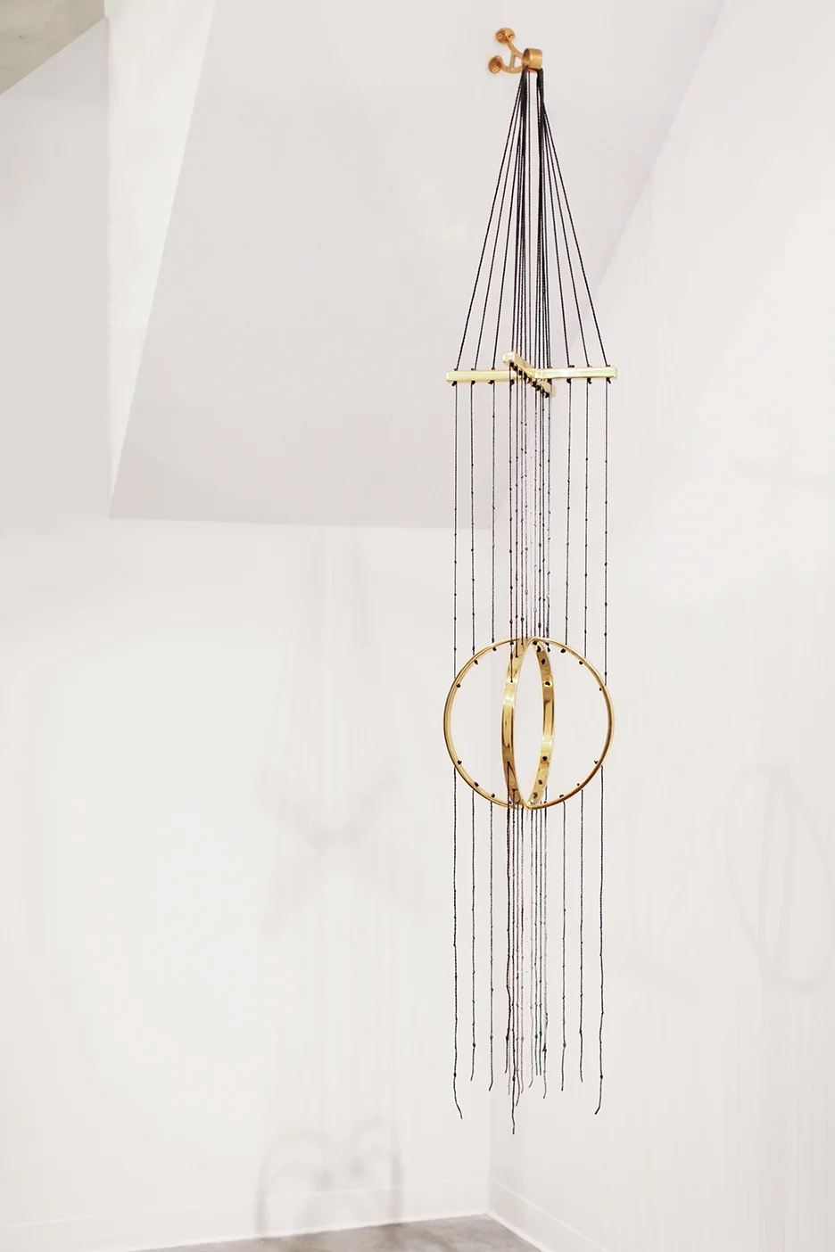 Steven Pestana , Khipu (Archæometric Reckoner) , Cast Brass, Rope, Ink 2015