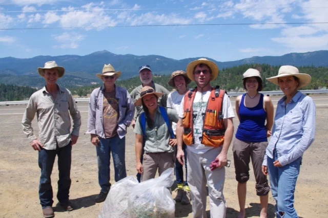 Many thanks to Our Conservation Service Project Volunteers at the Mariposa Lily Botanical Area. Front Row (from left to right): Hike and Leaders Jeanine Moy (KS Wild Adopt-A-Botanical Area Coordinator), Armand Rebischke (BLM Botantist), and Julie Spelletich (SONPS Botanist). 2015 Image by P. Schroeder.