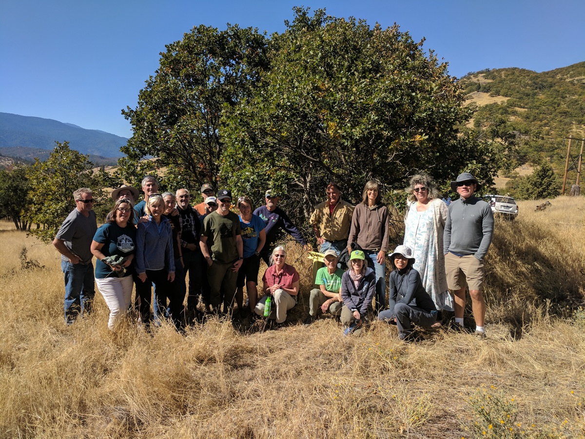 Group photo at Applegate Trail marker near Tyler Creek Road