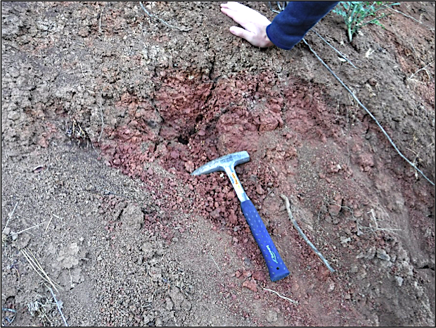 Deep red paleosol (ancient soil)