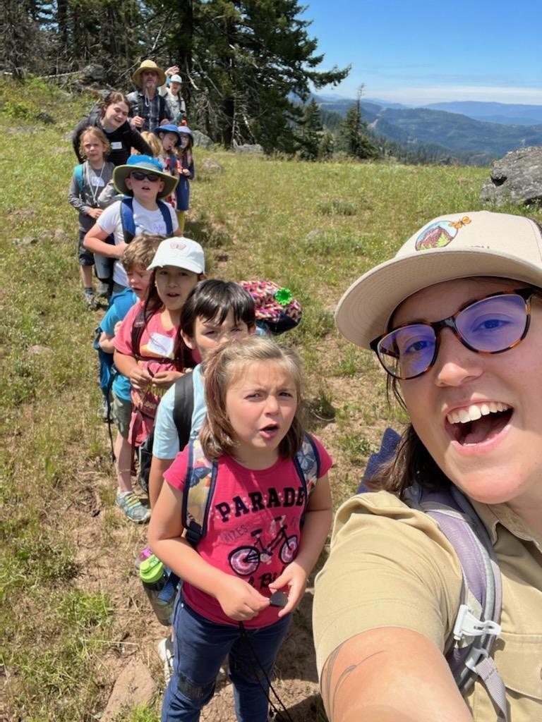  At the overlook with the younger campers, enjoying the wildflowers, led by Ranger Sarah 