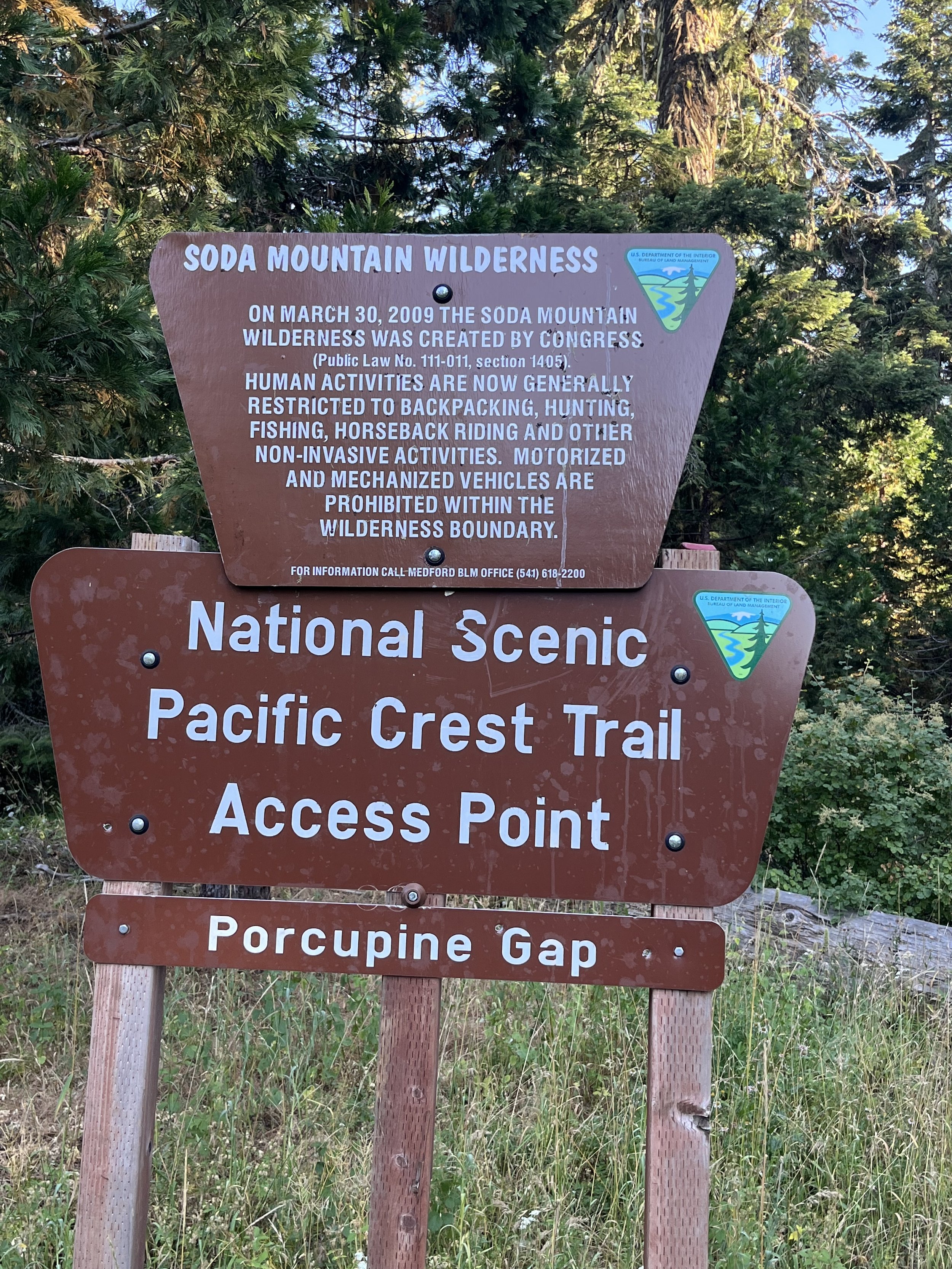  Porcupine Gap sign at the end of Pilot Rock Road 