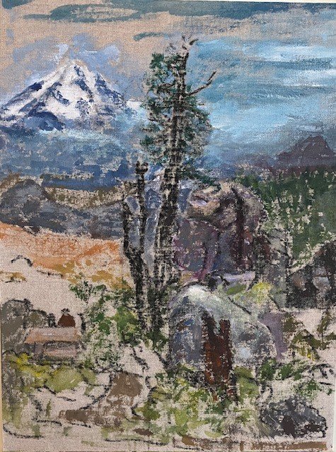  Siskiyous to Mt Shasta acrylics on linen on panel Katy Cauker 