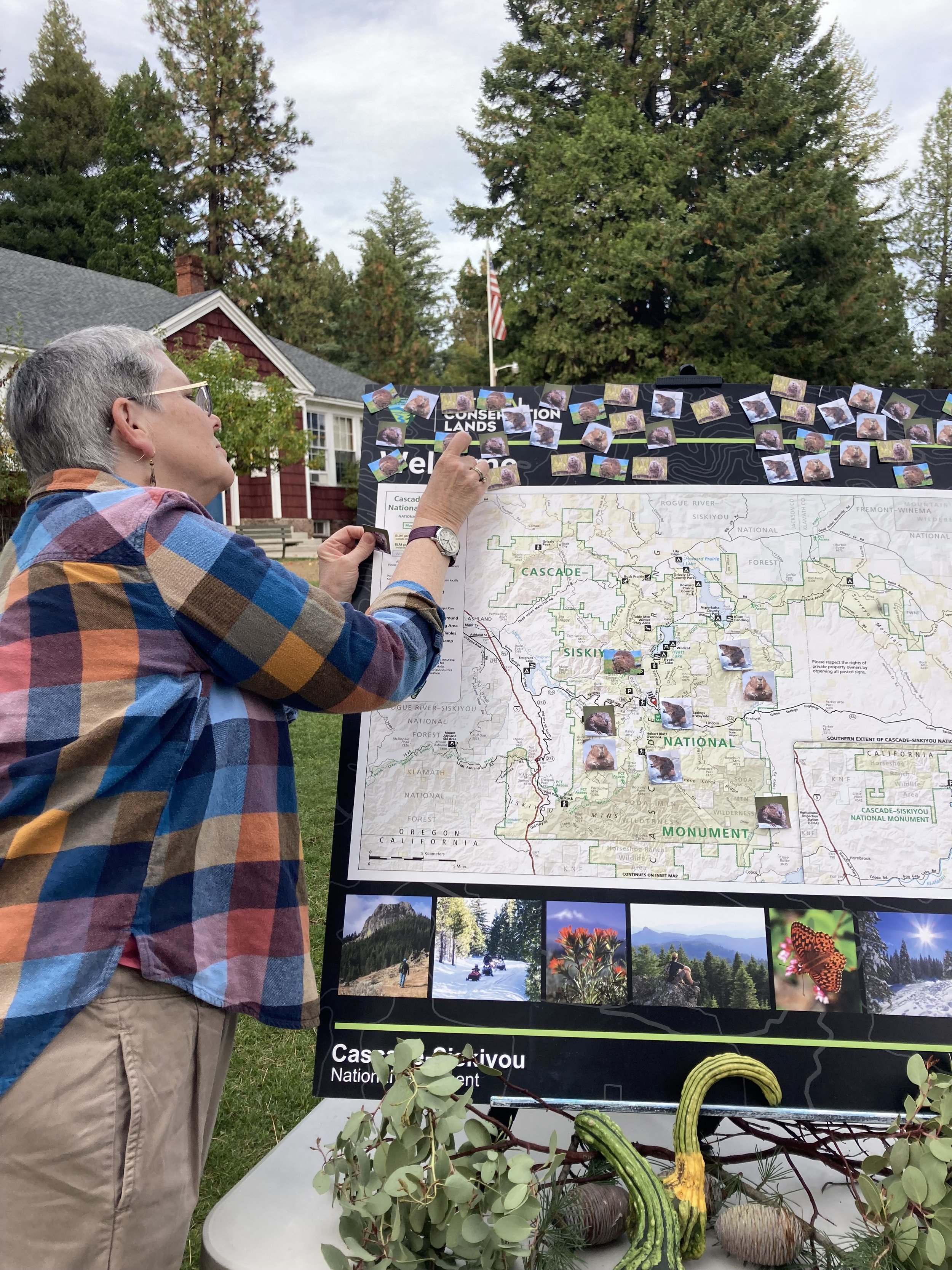   Teresa Coker, board member, telling people about our new beaver stewardship program.  