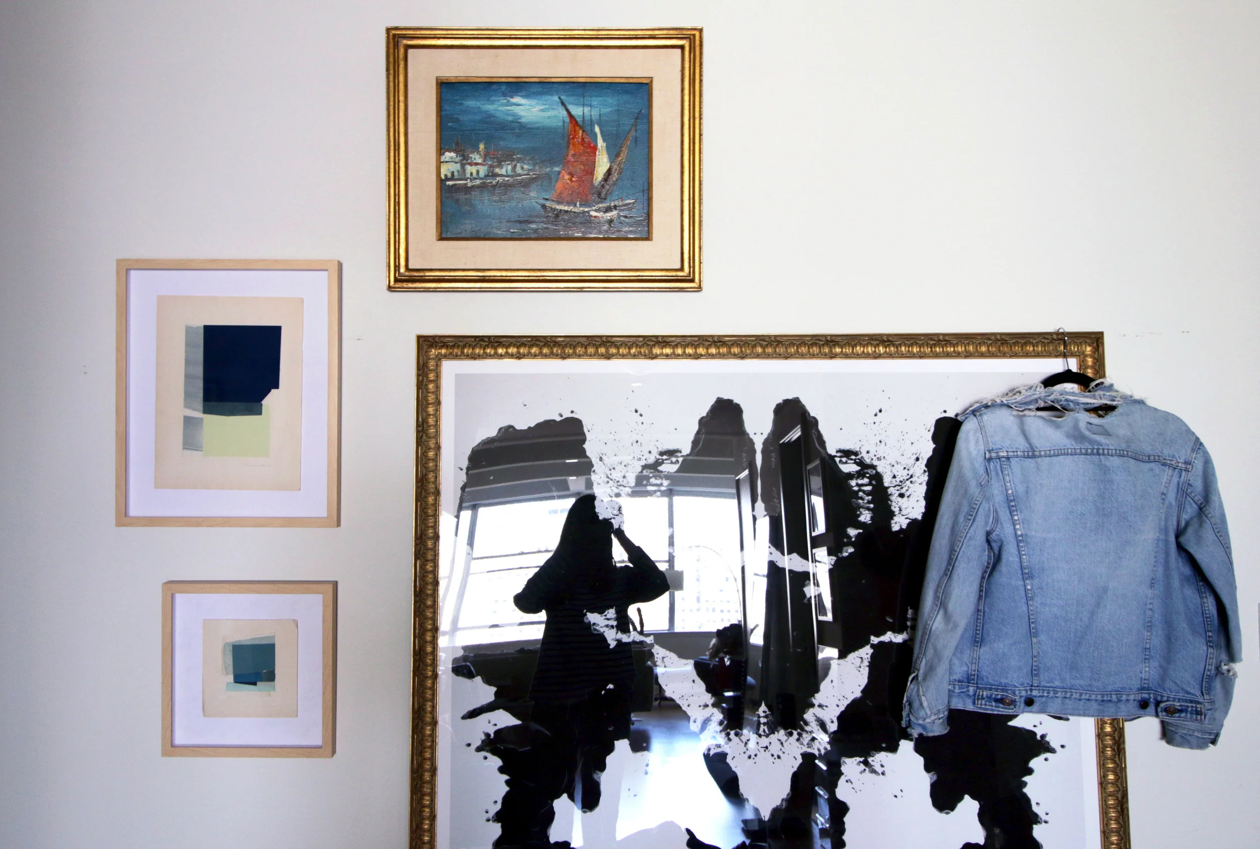 Vintage Levi's denim jacket found on Etsy . Artwork pictured left by Claire Oswalt .