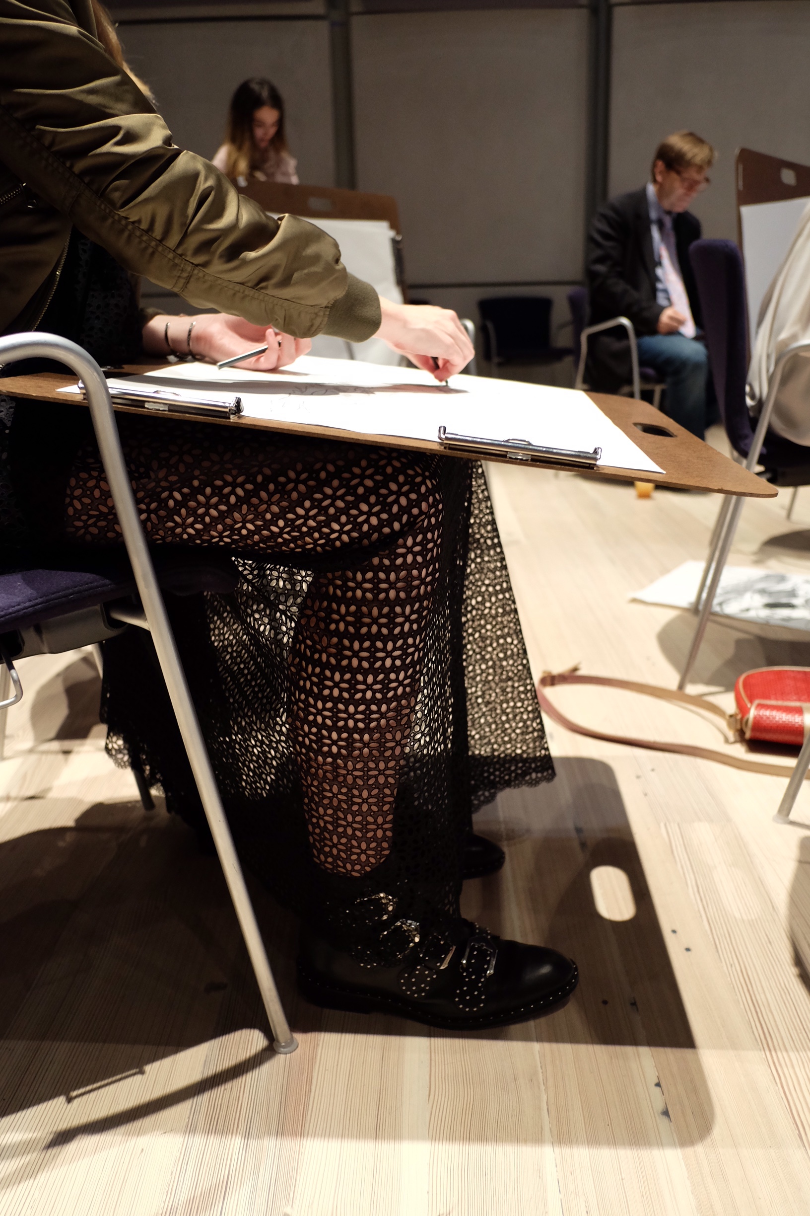 Details + figure drawing at the Whitney Member's Night.