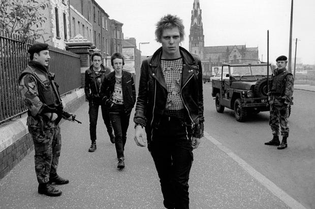 The Clash pictured in Northern Ireland, 1980s.