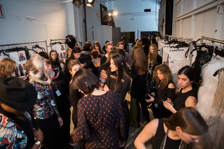 Backstage at Nicole Miller, F/W 2016.