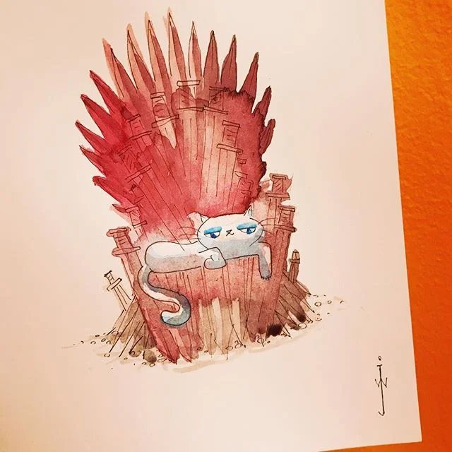 It&rsquo;s gonna be bloody! 😮😬😵⚔️🙀🐲🔥❄️ #gameofthrones #got #scaredy kitteh