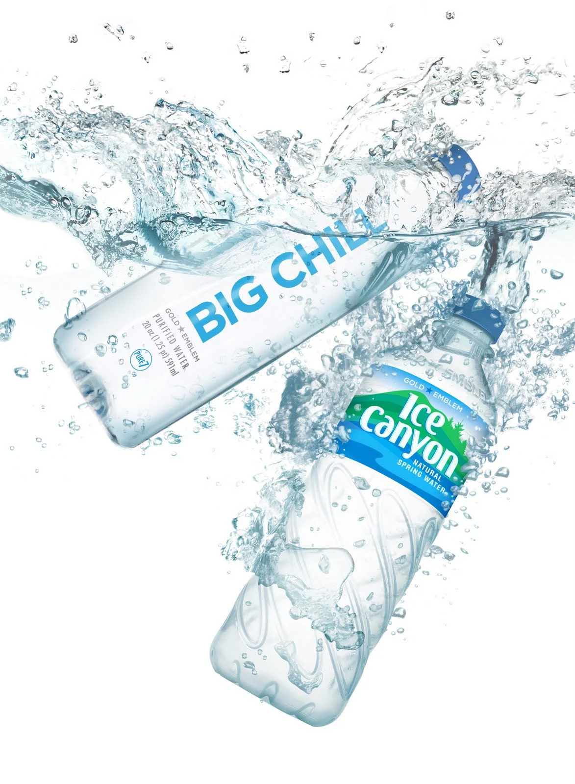 Big Chill Purified Water and Ice Canyon Spring Water packaging developed for CVS/pharmacy.