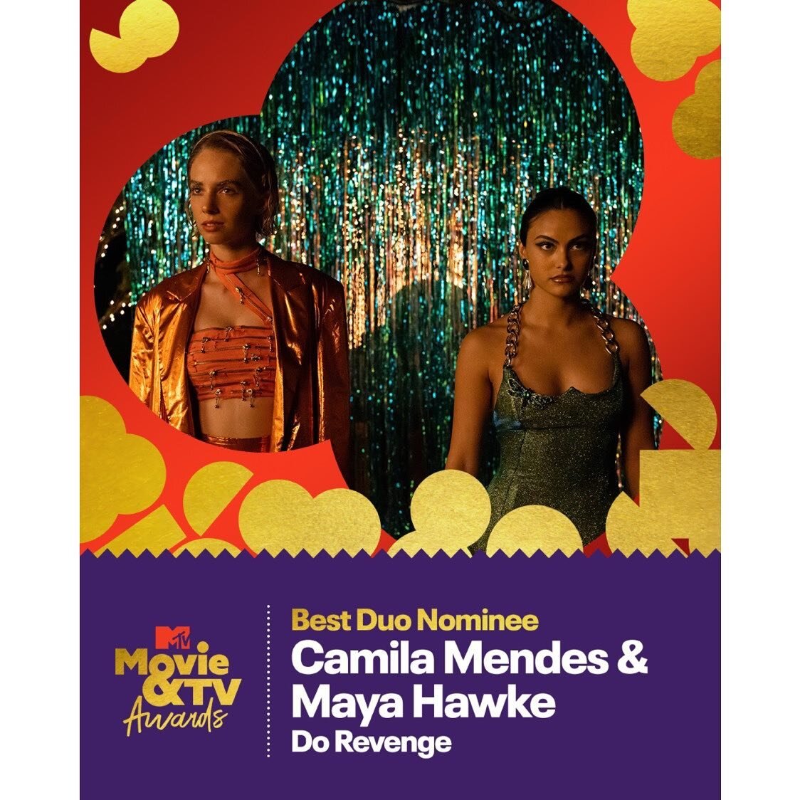 Gold Popcorn is HOT 🍿 

@camimendes and @maya_hawke  were nominated for Best Duo at the 2023 #MTVAwards! Vote every day at vote.mtv.com and see who wins May 7 on @MTV!

#dorevenge #mtvawards #bestduo #netflix