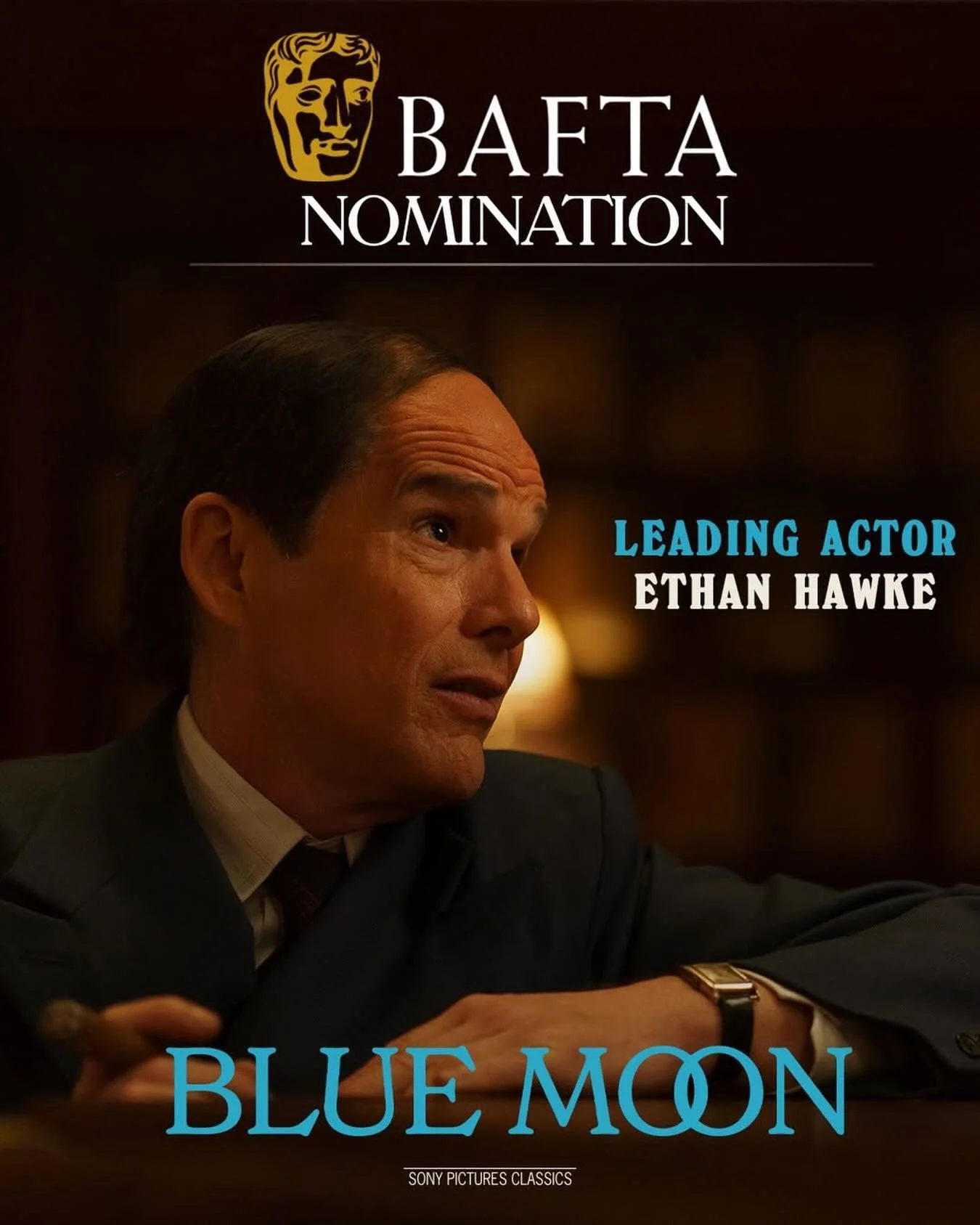 Ethan Hawke has been nominated for Best Leading Actor for #BlueMoon at the BAFTAs!

Makeup for Mr. Hawke: @davidathertonmakeup 
Wigmaker for Mr. Hawke: @ballard.hair.design