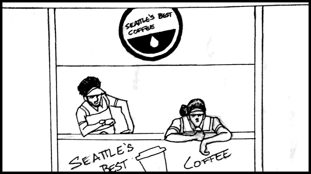    Seattle’s Best Coffee’s booth is completely empty. The workers smile eagerly but no one stops by.&nbsp;   