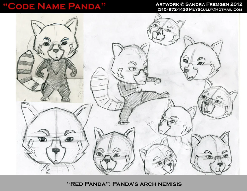 Here's an early sketch of Red Panda for the video game.