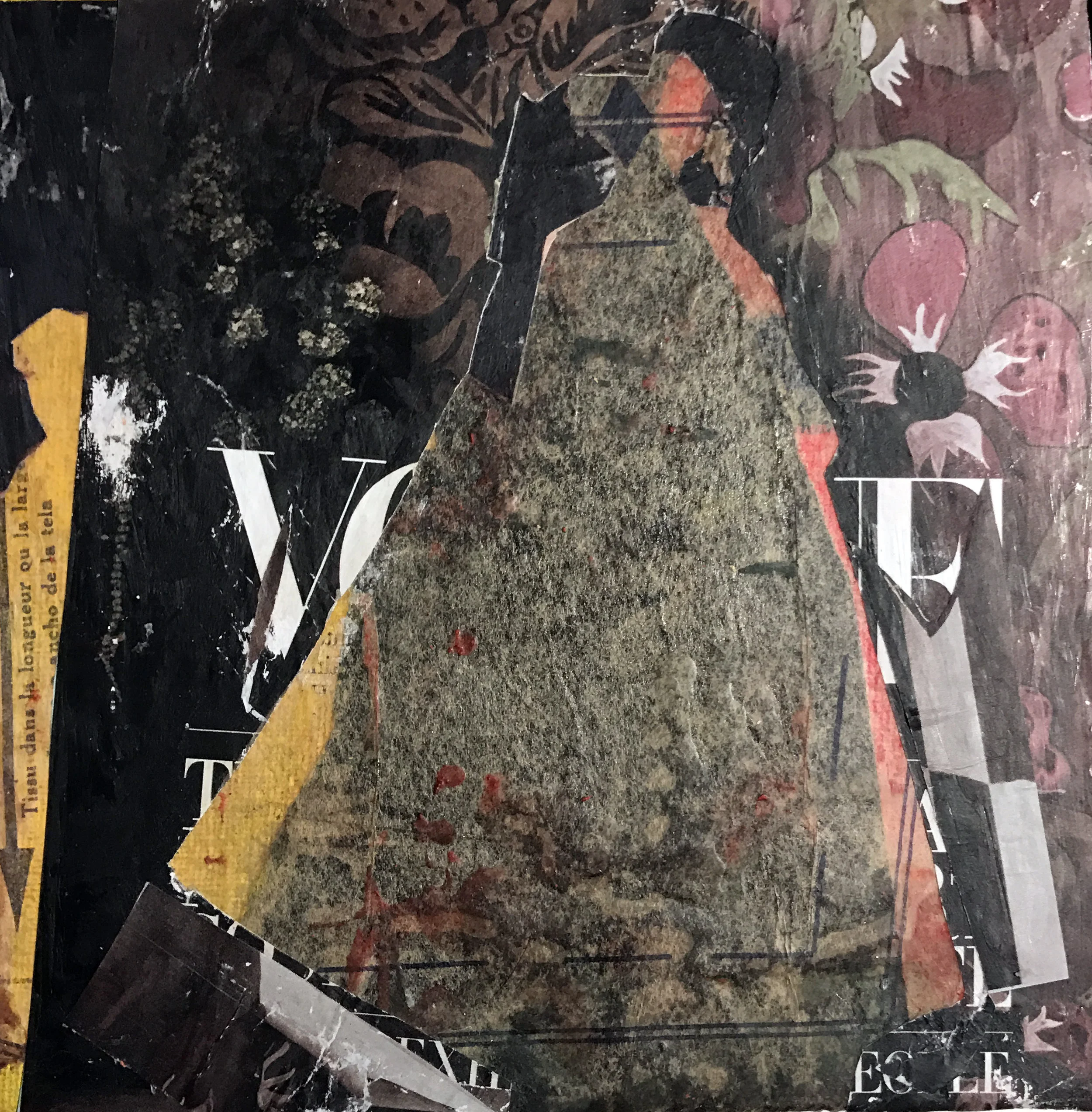 6 x 6 inches, mixed media encaustic collage
