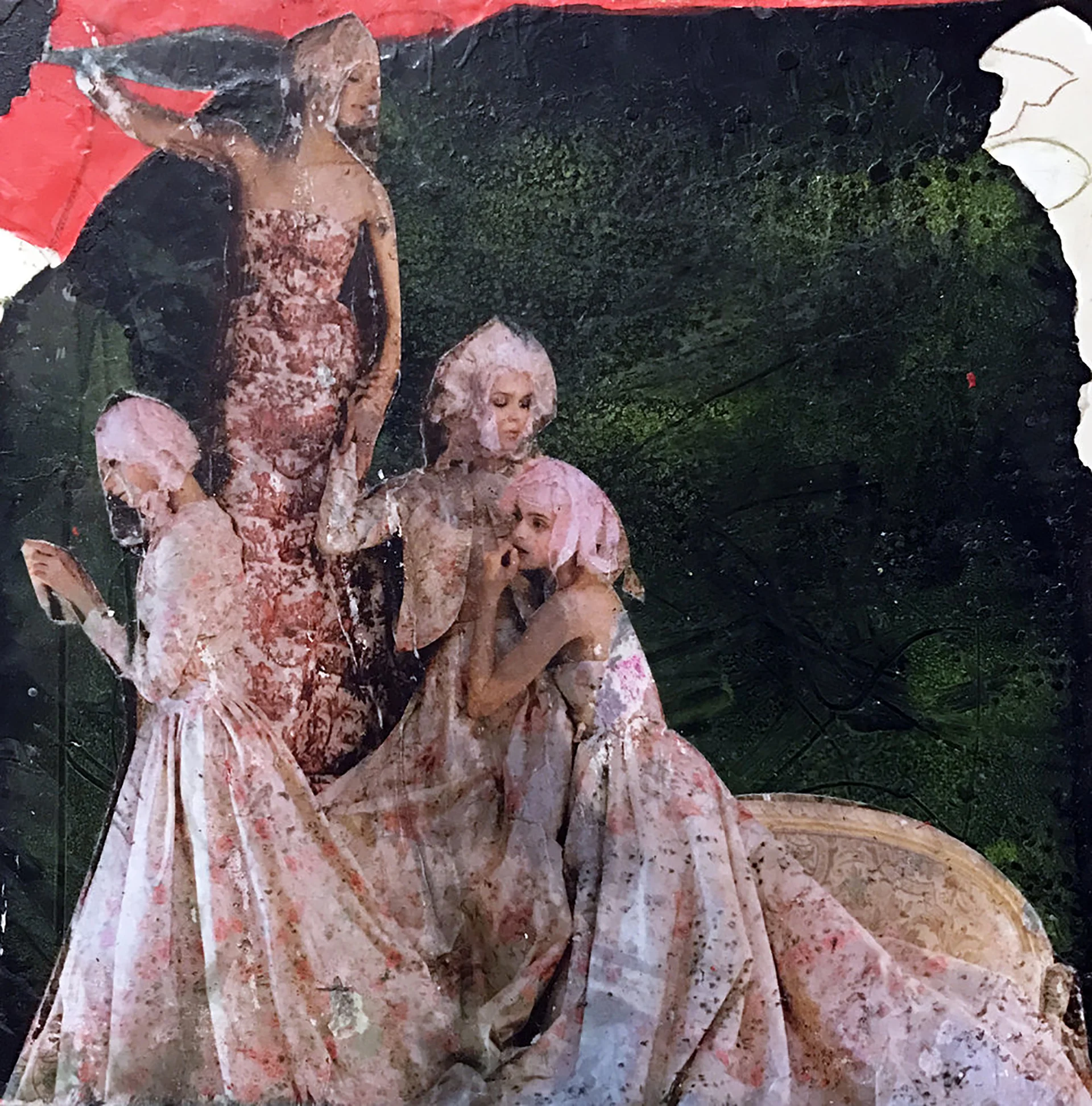 6 x 6 inches, mixed media encaustic collage