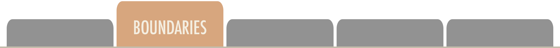 Graphic featuring the word 'Boundaries' highlighted in a beige tab with gray tabs on either side.