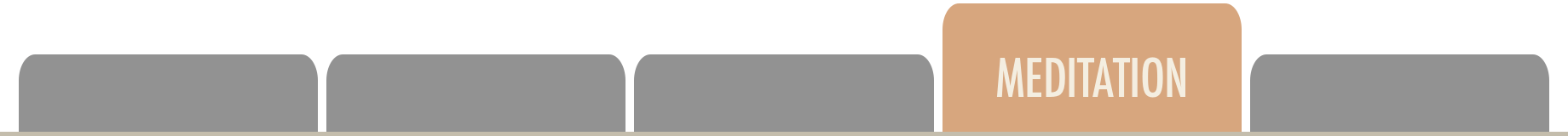 A row of gray rounded rectangles with one in tan labeled 'Meditation' on the right.