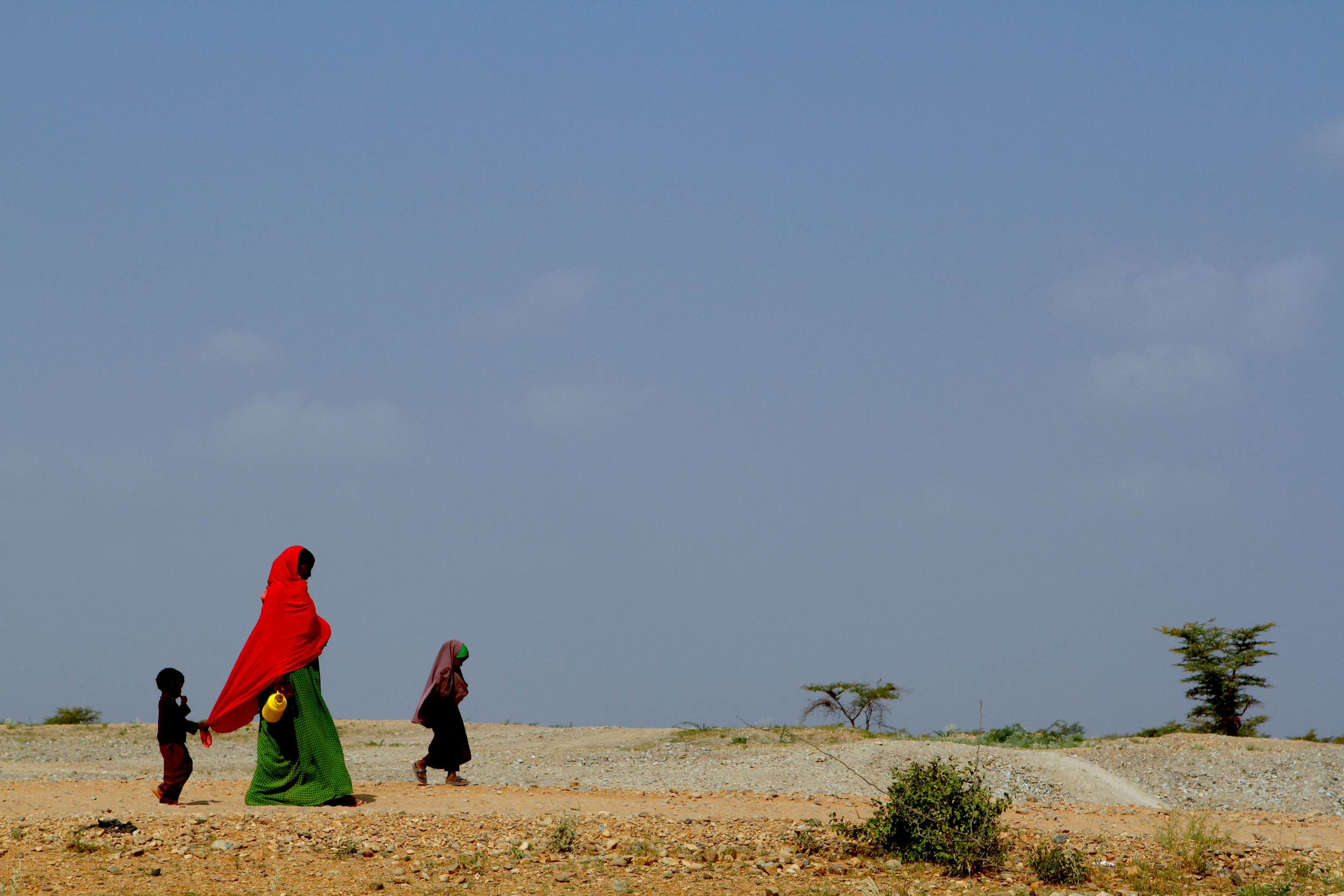 Somali refugees walking to fetch water in the Dolo Ado refugee camp in Ethiopia
