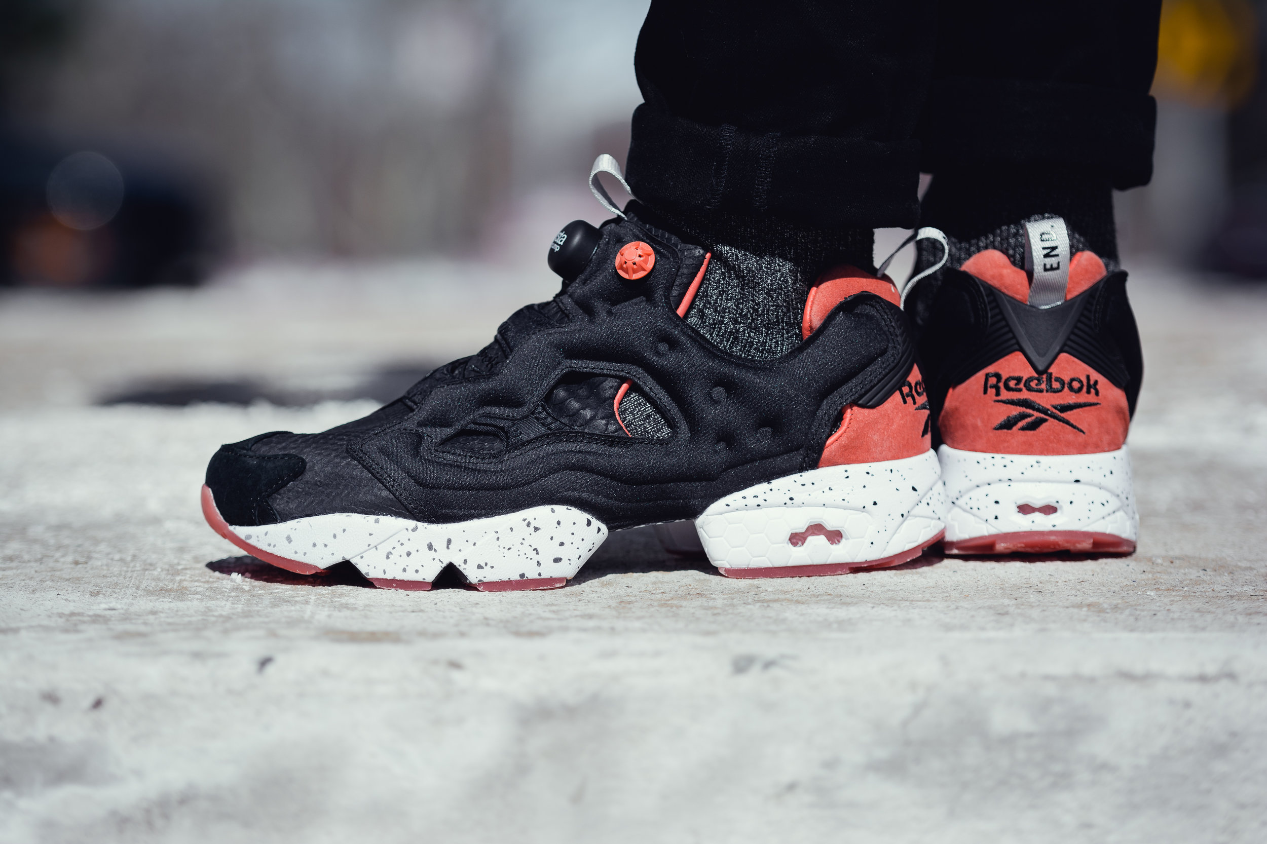 end x reebok insta pump fury black salmon